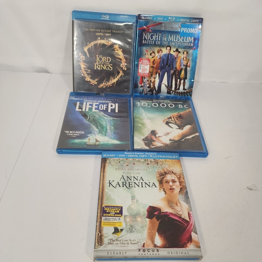 Blu-ray Movie Lot LOTR‎ Trilogy Life of Pi Night Museum 10,000 BC Anna